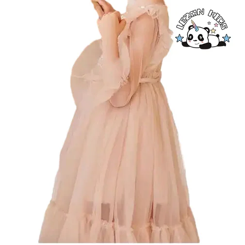 LEZONKIDS - Vestido de Noiva de Página para Meninas Elegante e Barato, Saia Longa, Manga Voadora, Vestido Inchado